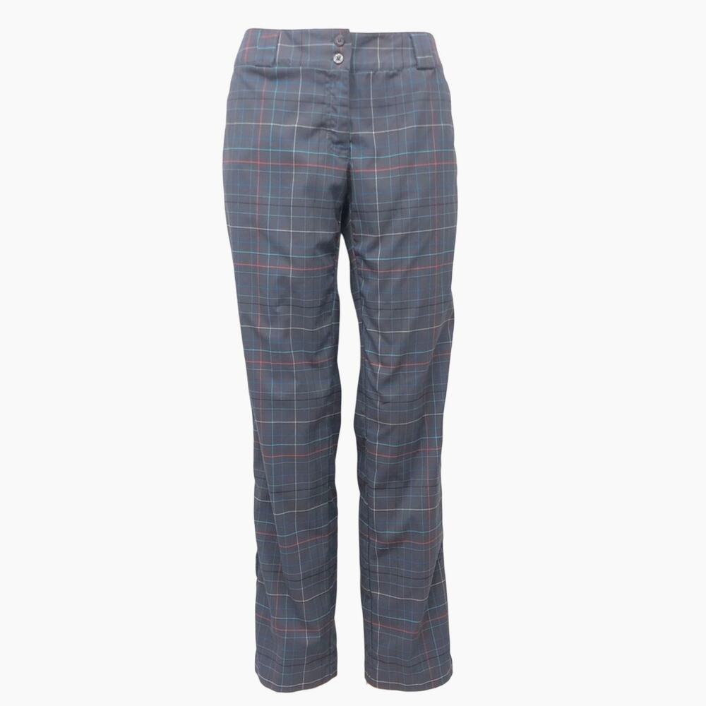 Slazenger Graphite Black Coral Turquoise Tan Plaid Activewear Pants with Pockets